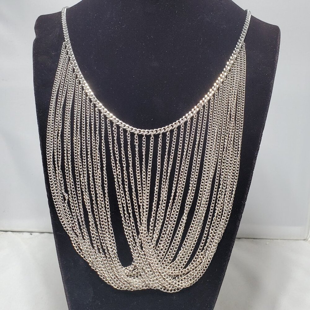 Kismet Silver Cascading Waterfall Bib Necklace